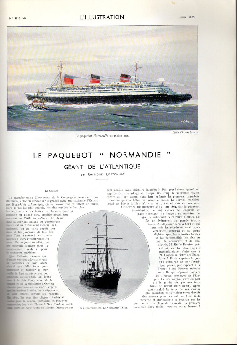 NORMANDIE: 1935 - Special June 1935 I'Illustration NORMANDIE issue