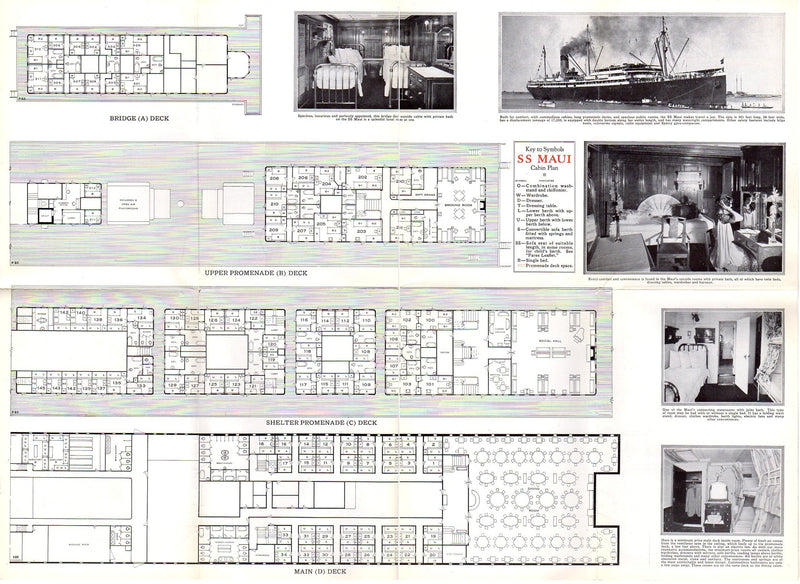 MAUI: 1916 - Deck plan w/ interiors photos from 1924