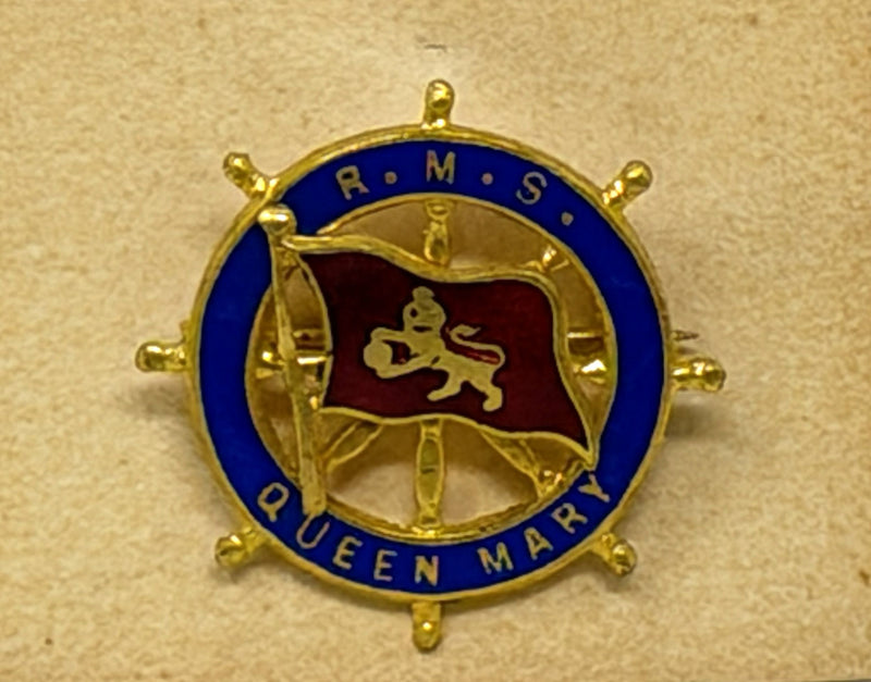 QUEEN MARY: 1936 - Blue ship's wheel pin