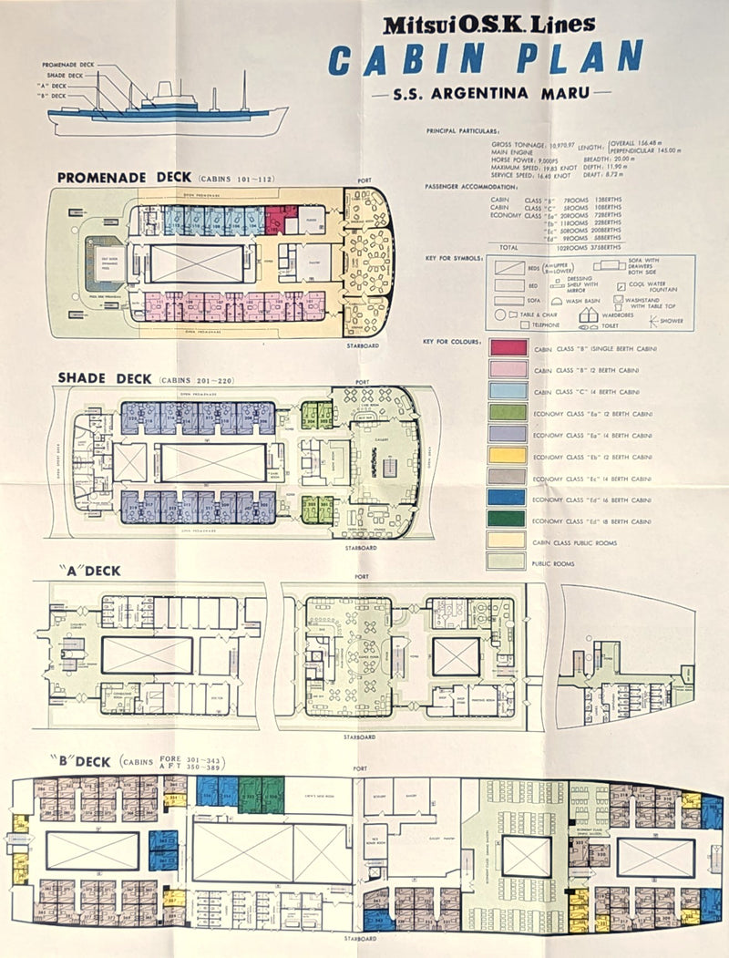 ARGENTINA MARU: 1958 - Deck plan & interiors