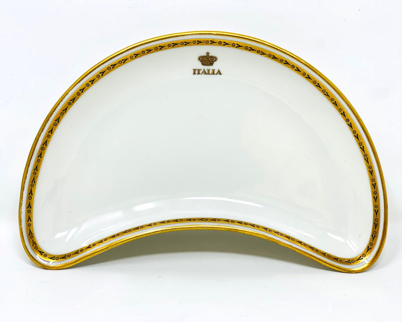 REX & CONTE DI SAVOIA - First Class crescent dish w/ gold trim & 1939 date
