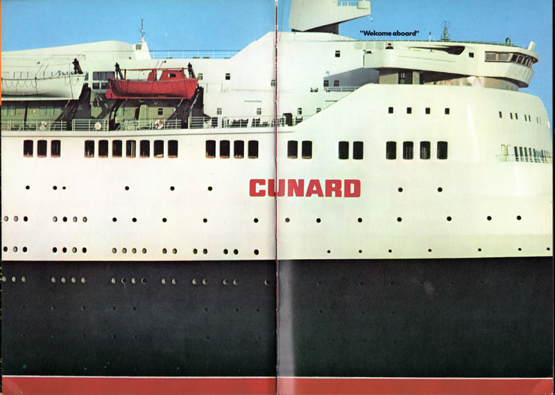 QE2: 1969 - Photo-filled "Pleasure Island" from 1969-70 w/ cutaway poster