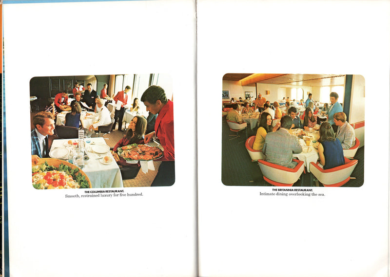 QE2: 1969 - Photo-filled "Pleasure Island" from 1969-70 w/ cutaway poster