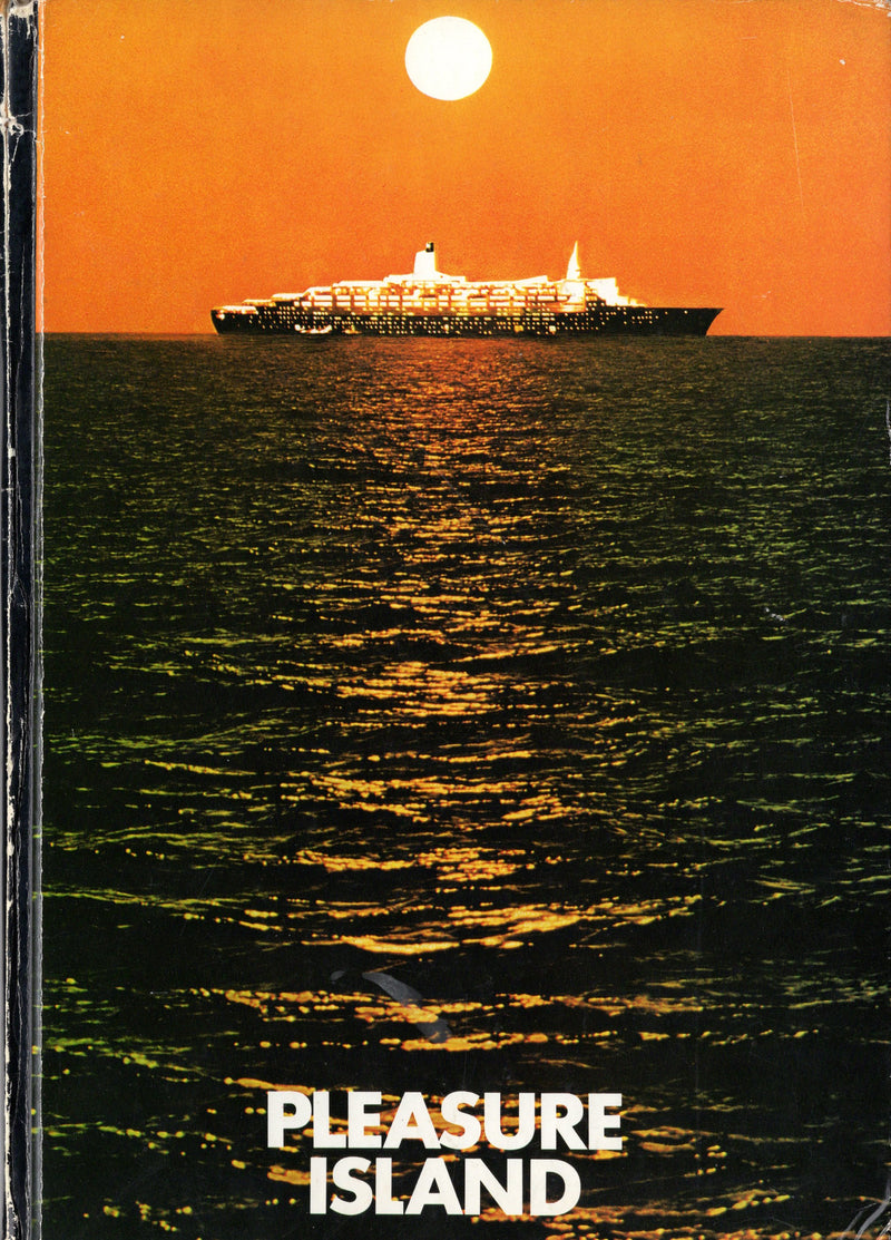 QE2: 1969 - Photo-filled "Pleasure Island" from 1969-70 w/ cutaway poster