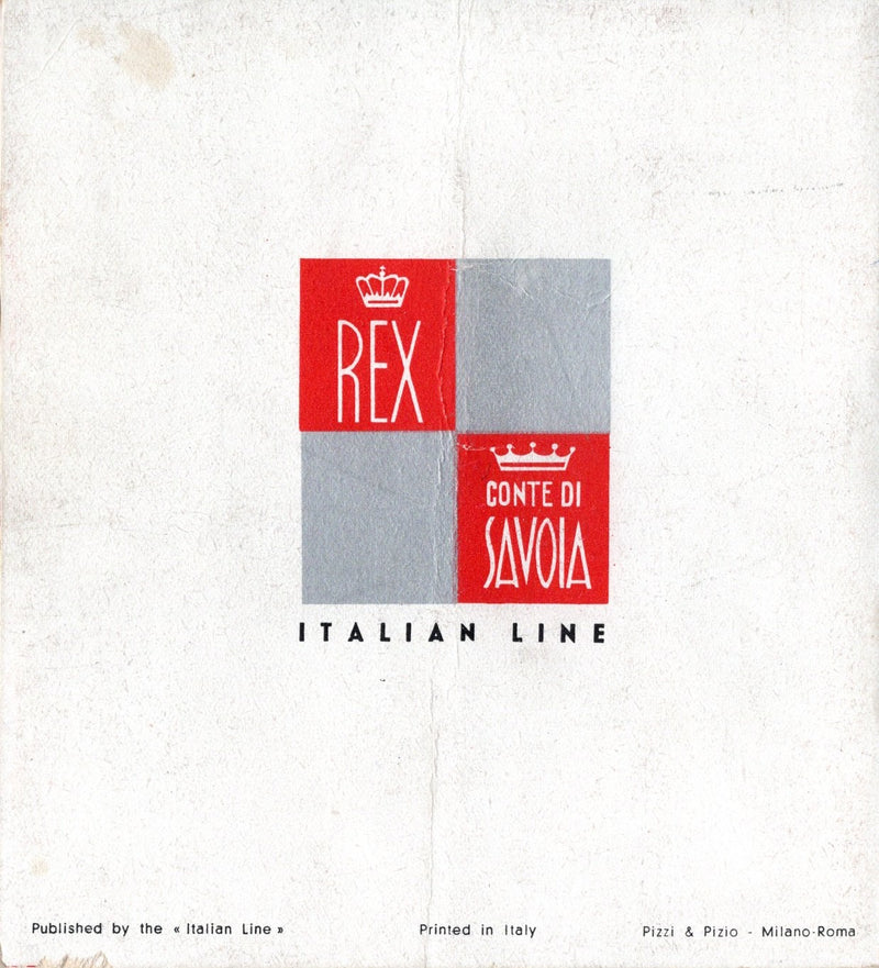REX & CONTE DI SAVOIA: 1932 - Deluxe, little 3-class interiors brochure w/ gold trim