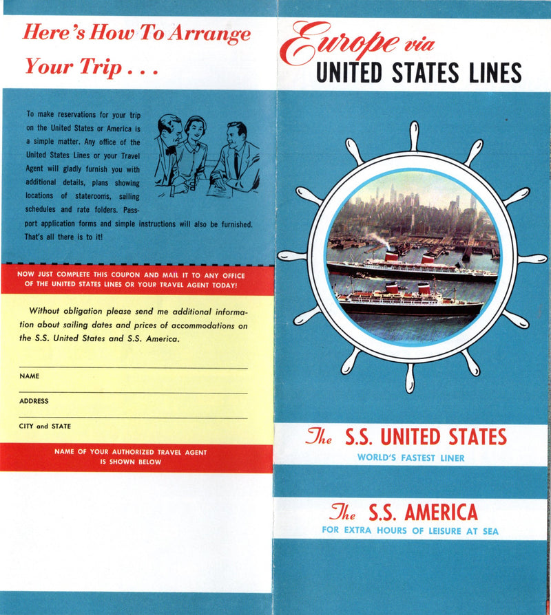 UNITED STATES & AMERICA - "Europe via United States Lines"