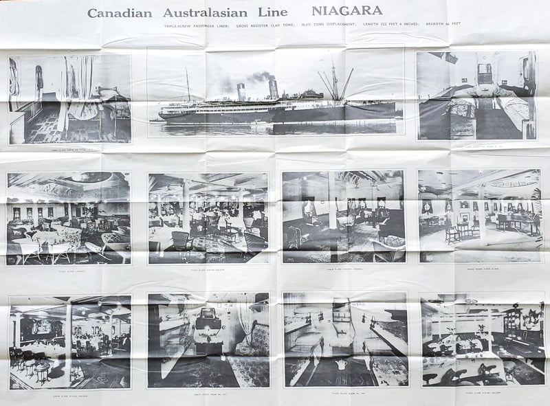 NIAGARA: 1913 - Large deck plan w/ interior photos for famous disaster ship