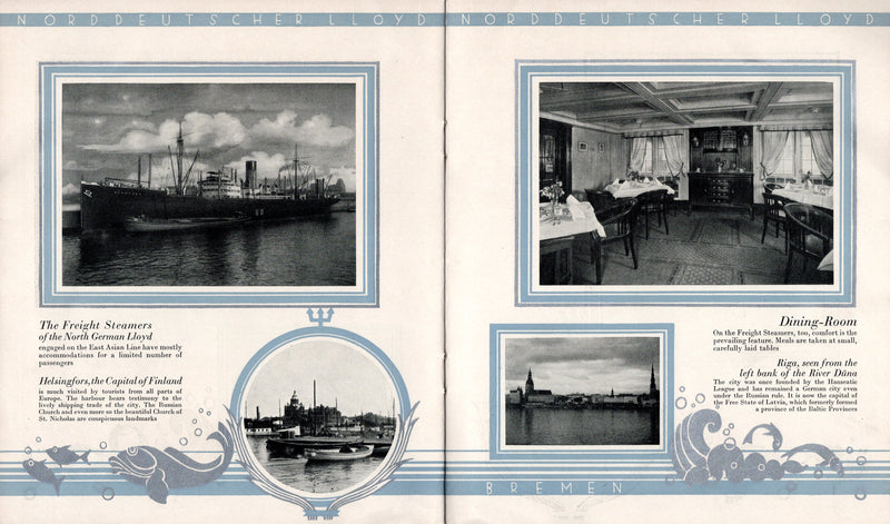 Various: pre-war - 1928 North German Lloyd interiors brochure w/ deco silver design