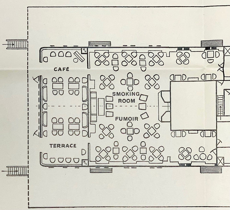 DE GRASSE: 1924 - Large & color-coded deck plan from 1930
