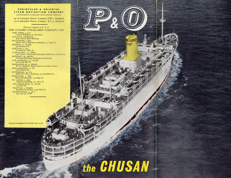 CHUSAN: 1950 - First & Tourist interiors brochure from 1958