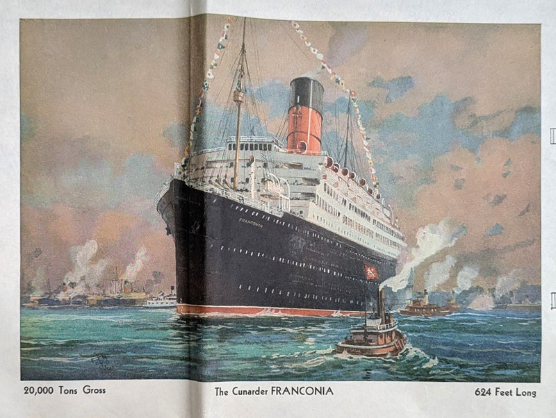 FRANCONIA: 1923 - Deluxe, deco 1931 World Cruise brochure w/ separate deck plans