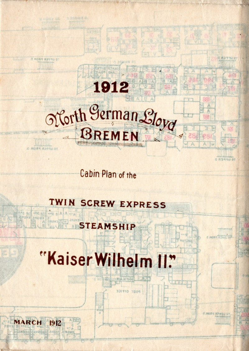 KAISER WILHELM II: 1903 - Large 1st & 2nd class deck plan from March 1912