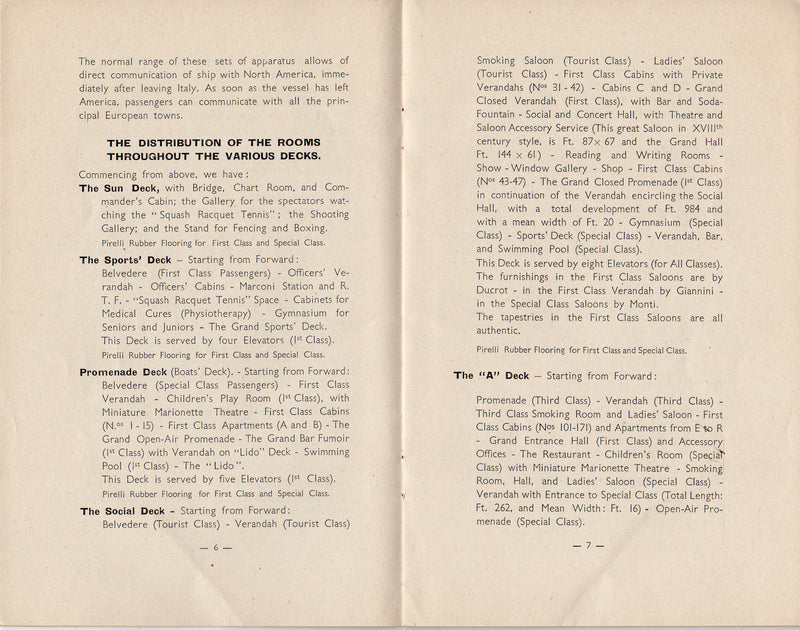 REX: 1932 - Special agency info brochure w/ fold-out deck plans