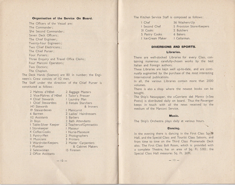 REX: 1932 - Special agency info brochure w/ fold-out deck plans