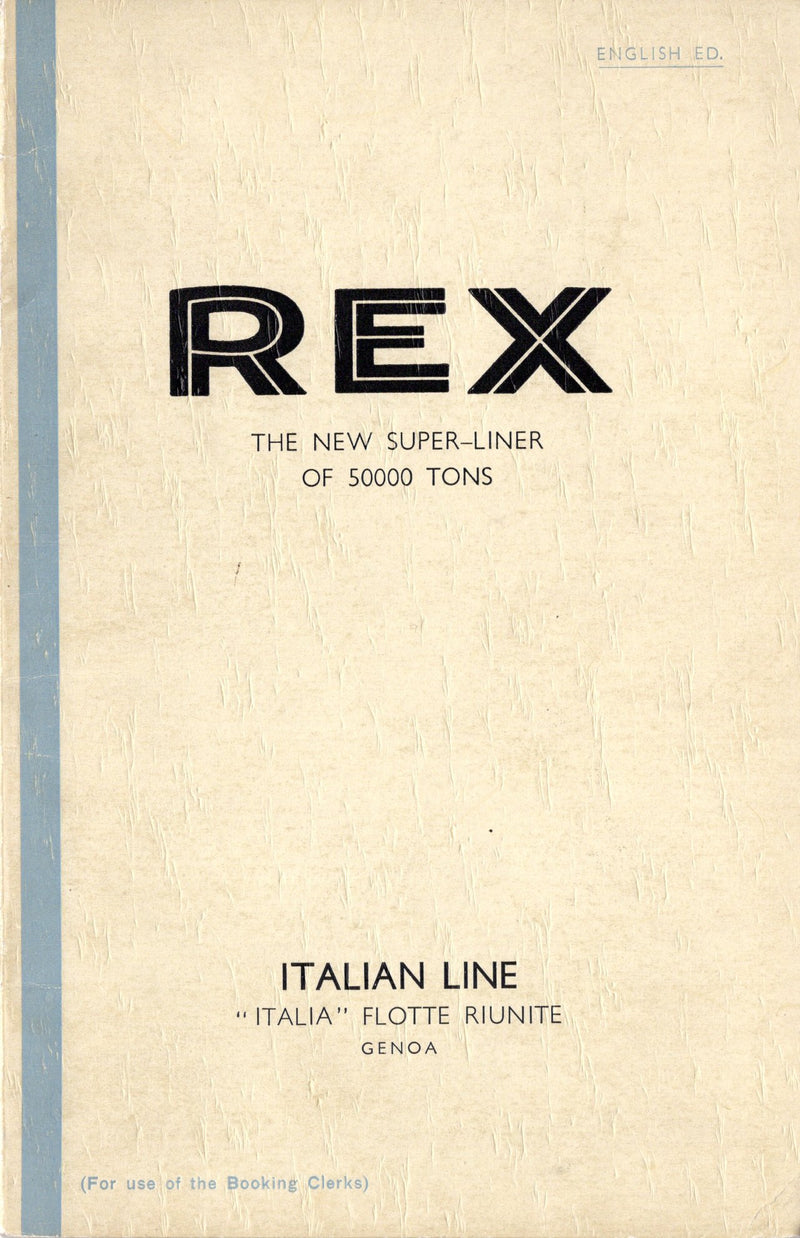 REX: 1932 - Special agency info brochure w/ fold-out deck plans