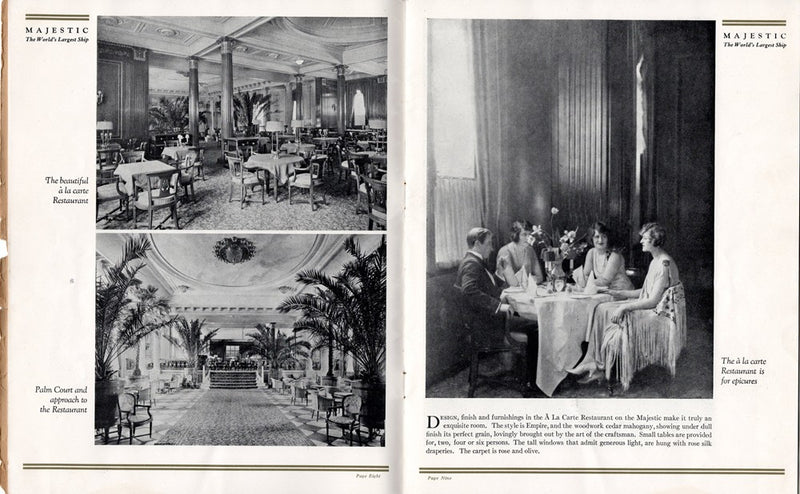 MAJESTIC: 1922 - Maiden Voyage First Class interiors brochure