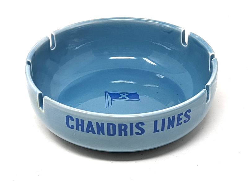 Various Ships - Large, blue glaze Chandris Lines ashtray as used onboard