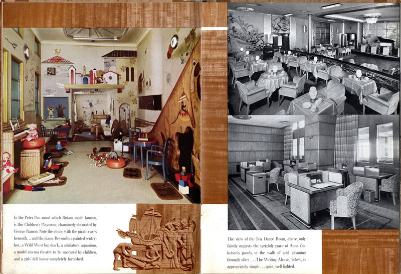 QUEEN MARY: 1936 - Famed gold-covered interiors brochure from 1937