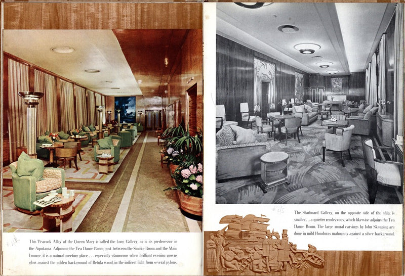 QUEEN MARY: 1936 - Famed gold-covered interiors brochure from 1937