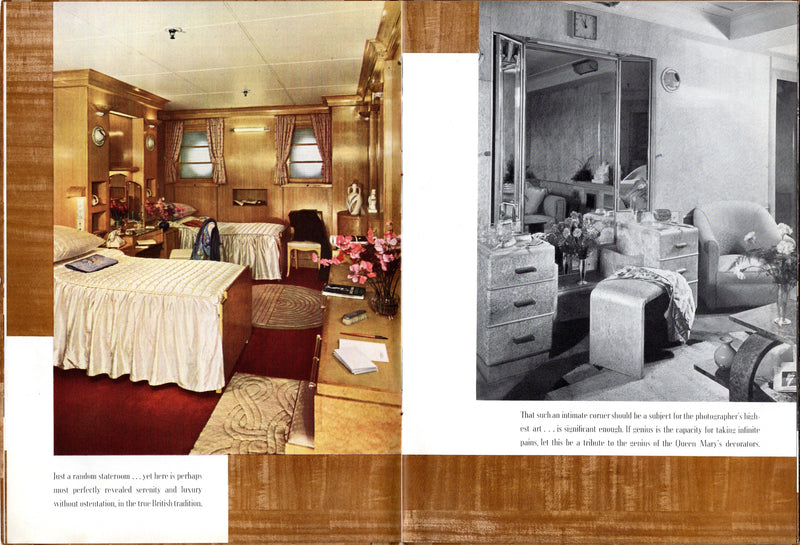 QUEEN MARY: 1936 - Famed gold-covered interiors brochure from 1937