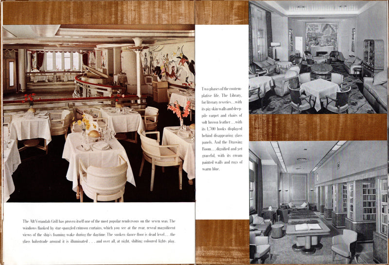 QUEEN MARY: 1936 - Famed gold-covered interiors brochure from 1937