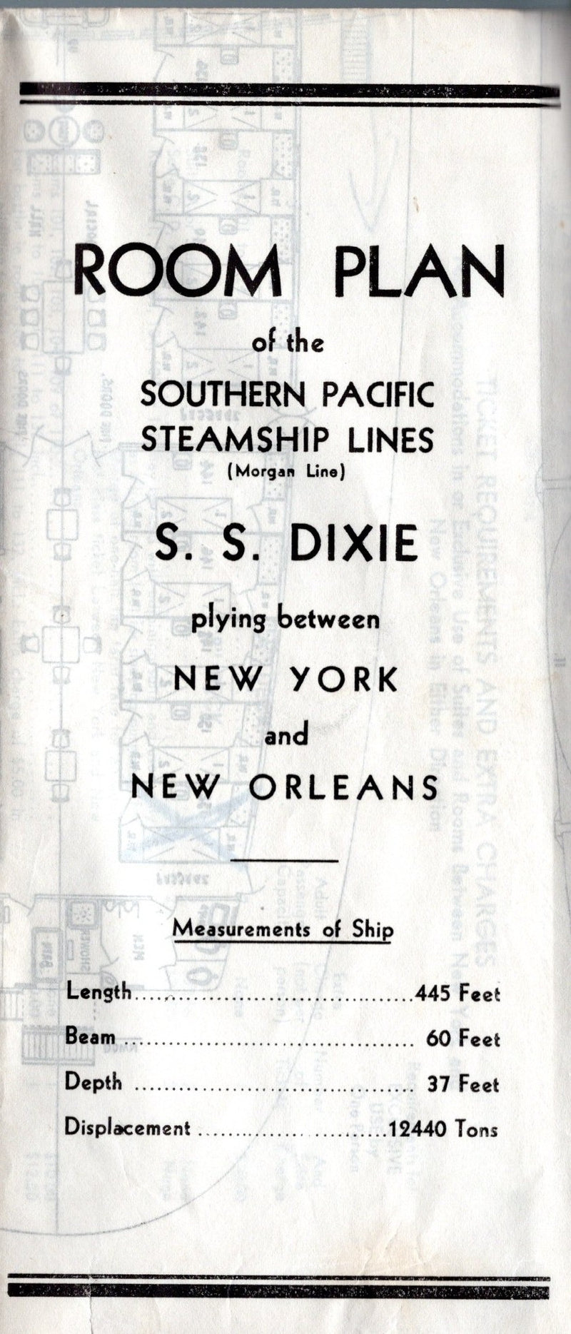DIXIE: 1928 - Deck plan from 1935 of valiant ship