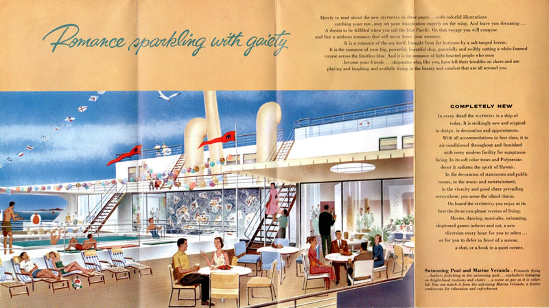 MATSONIA: 1932 - Color & stylish pre-maiden voyage interiors brochure