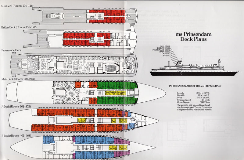 PRINSENDAM: 1974 - Cruises, plans, interiors from 1980 voyages that never happened