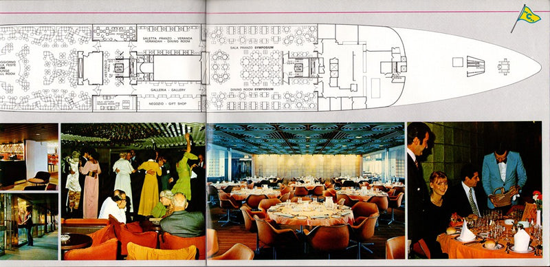 DAPHNE: 1955 - Deluxe Costa deck plan/interiors brochures