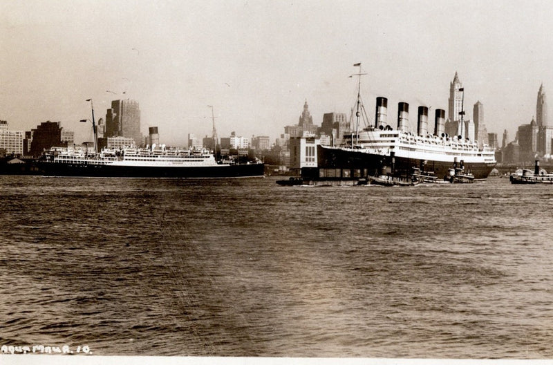 MAURETANIA, AQUITANIA & FRANCONIA - Original NY photo from 1932