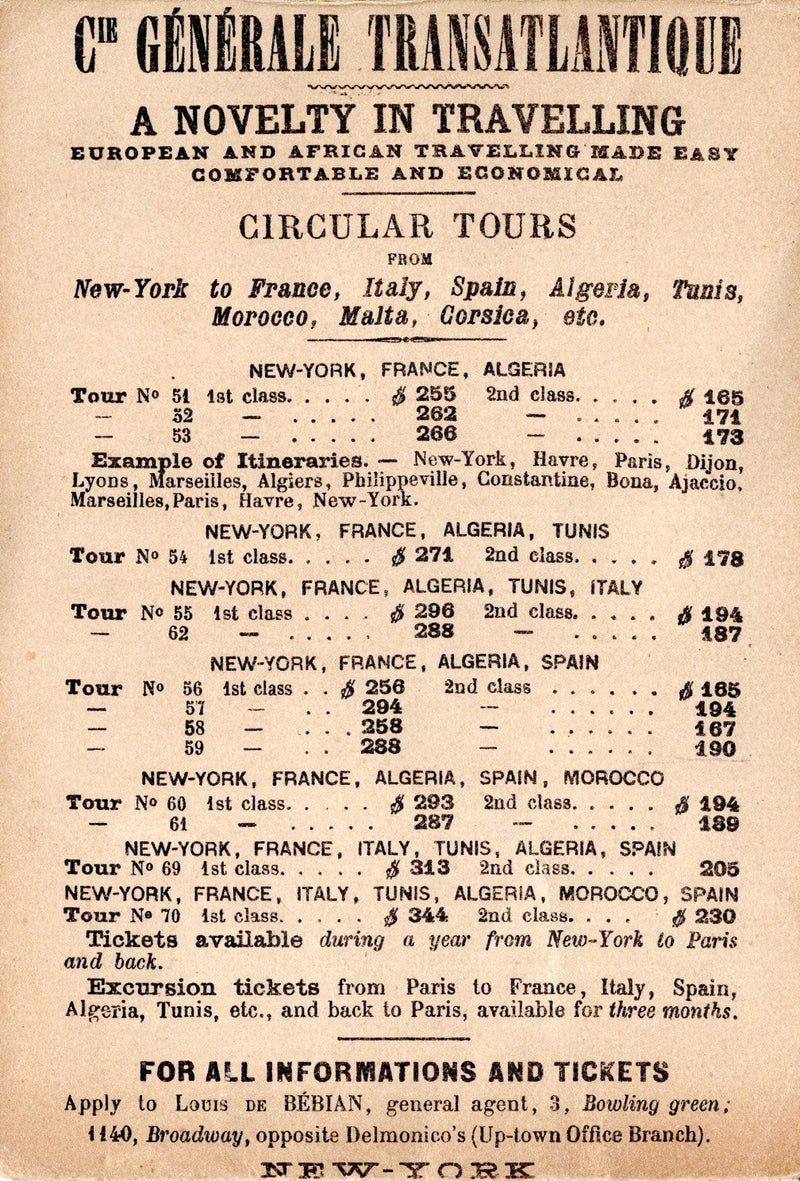 LA NORMANDIE: 1883 - Color-coded deck plan from 1886
