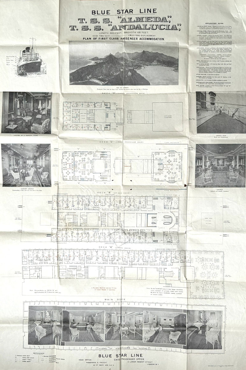 ALEMEDA & ANDALUCIA: 1927 - Large First Class plan from 1928