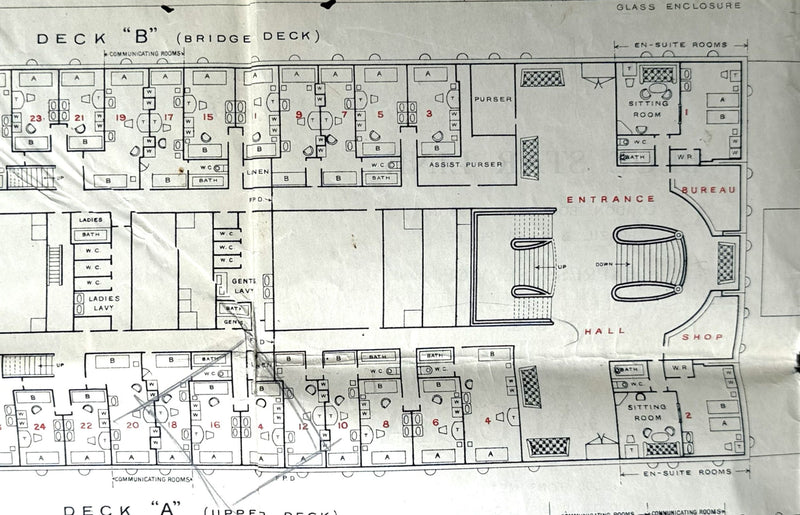 ALEMEDA & ANDALUCIA: 1927 - Large First Class plan from 1928