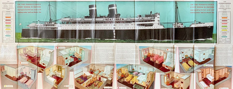PENNSYLVANIA: 1929 - Deluxe full ship deck plan w/ interiors & cutaways