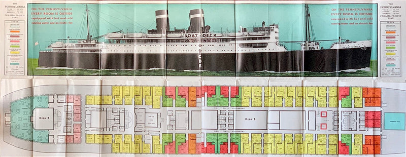 PENNSYLVANIA: 1929 - Deluxe full ship deck plan w/ interiors & cutaways