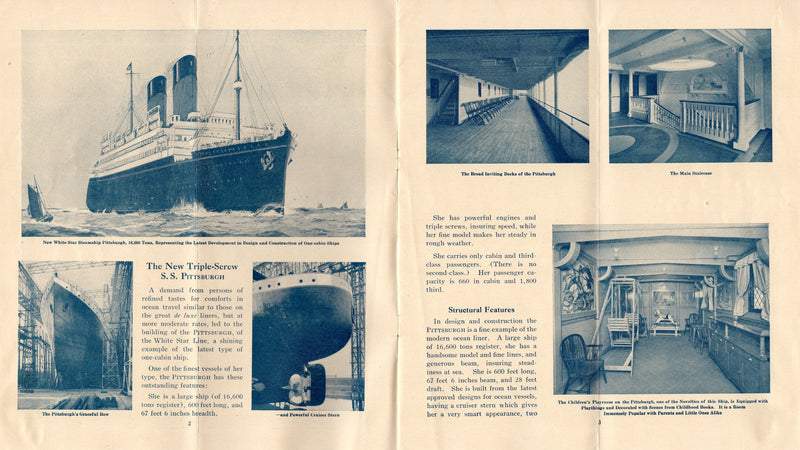 CANOPIC & PITTSBURGH - 1923 Bremen service w/ interior photos