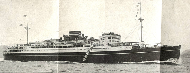 CHICHIBU MARU: 1930 - Pre-maiden 3-class deck plan w/ illustrations