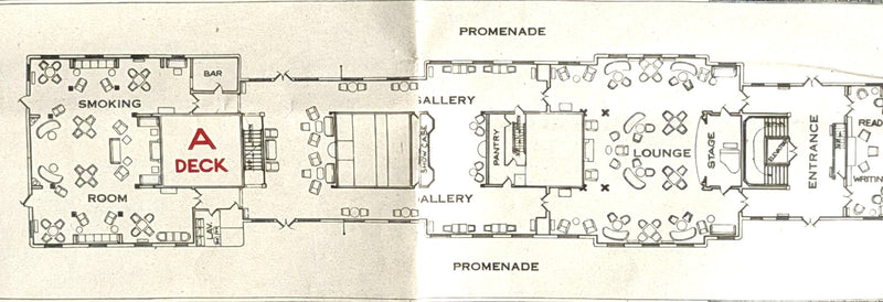 CHICHIBU MARU: 1930 - Pre-maiden 3-class deck plan w/ illustrations