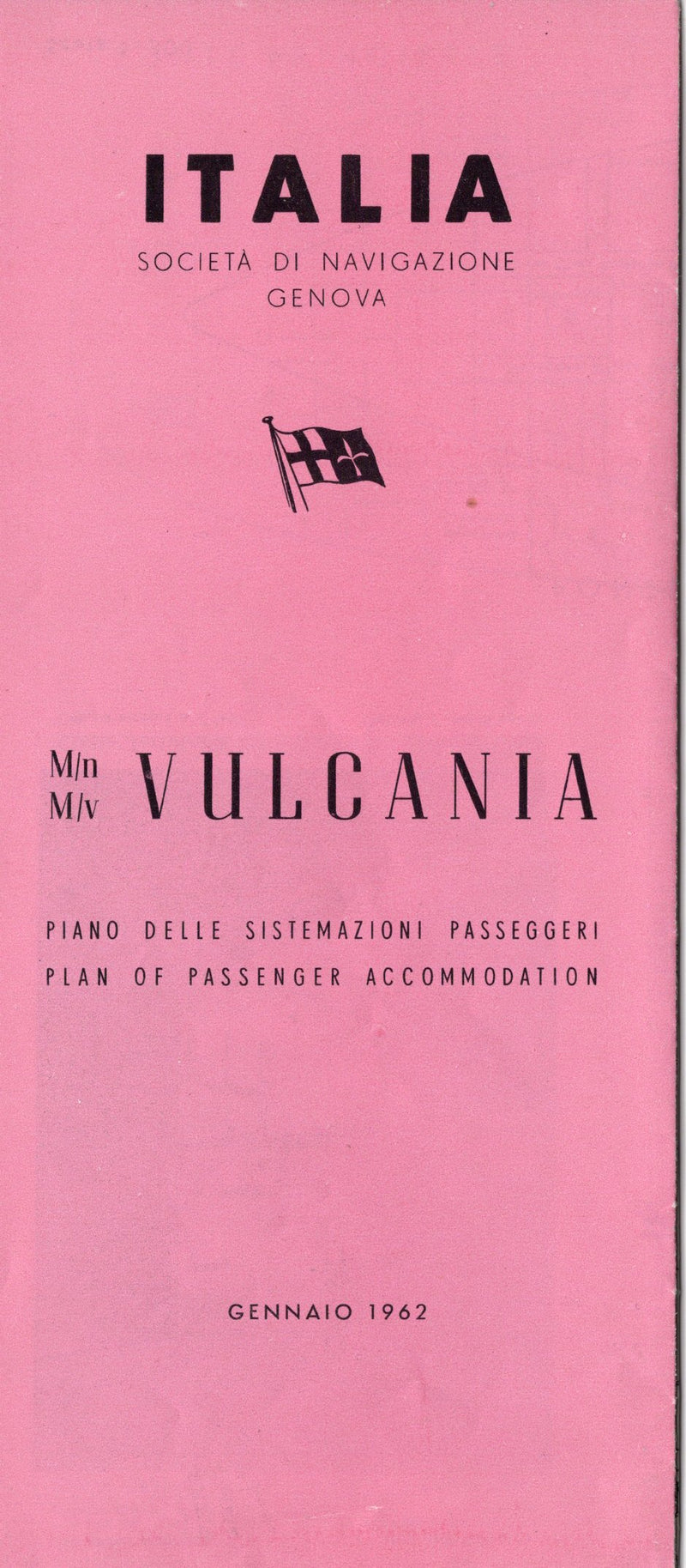 VULCANIA: 1928 - Full ship deck plan w/ interior photos from 1962