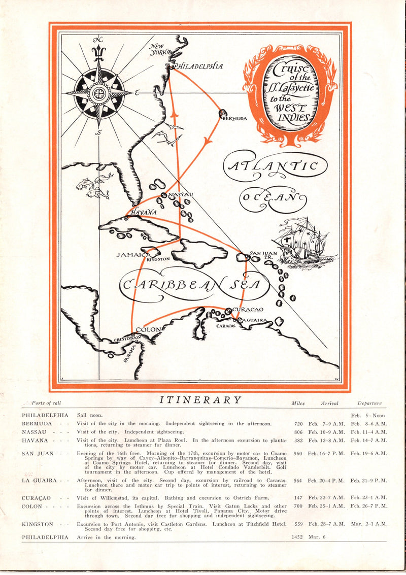 LAFAYETTE: 1915 - Cruise brochure w/ large deck plans & interior photos