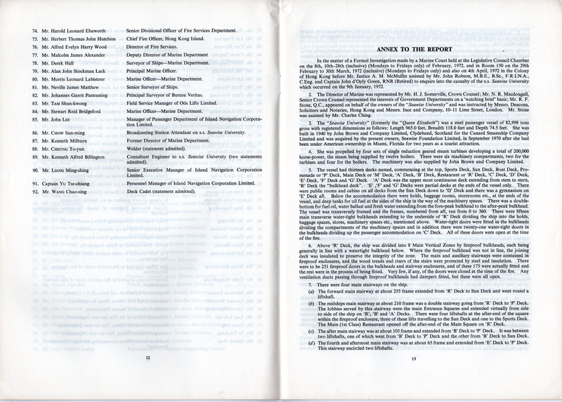 SEAWISE UNIVERSITY: 1940 - "Loss of the s.s. SEAWISE UNIVERSITY" official Marine Court report
