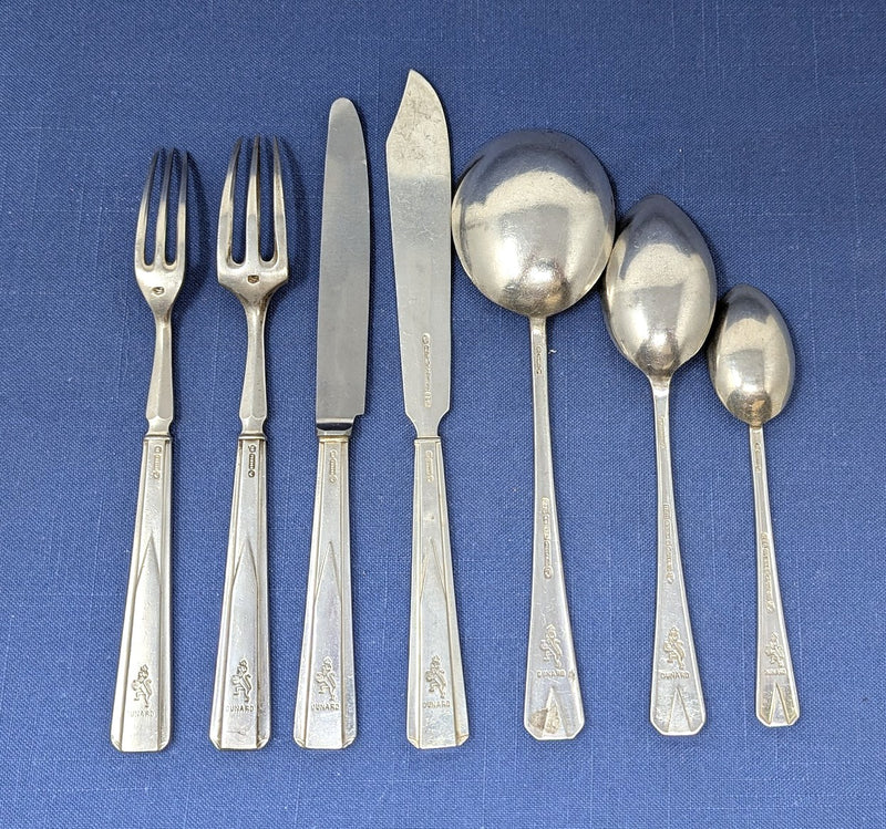 Various Ships - 7-piece Cunard Line Pinewood silverware place setting