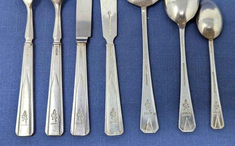 Various Ships - 7-piece Cunard Line Pinewood silverware place setting