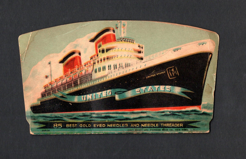 UNITED STATES: 1952 - Sewing needle folder w/ ship