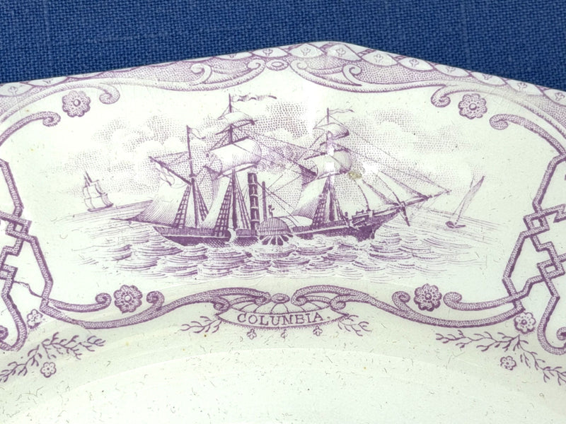 Various: pre-war - Circa 1841 "Boston Mails" dinner plate in RARE lavender #2