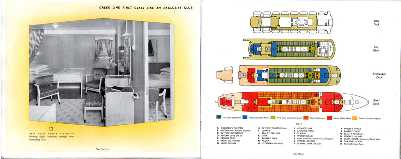 OLYMPIA: 1953 - Deluxe interiors brochure w/ color Dunn cutaway