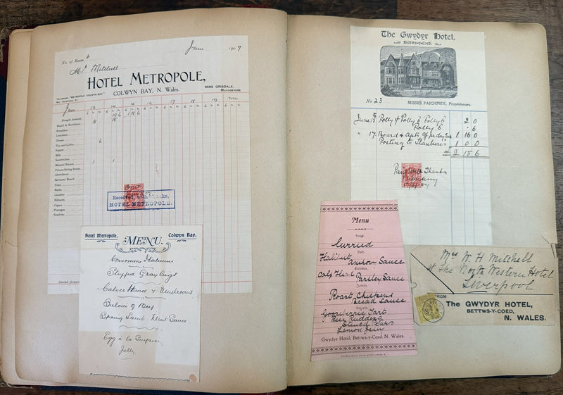 Various: pre-war - 1907 scrapbook w/ Cunard & Dominion lines ephemera