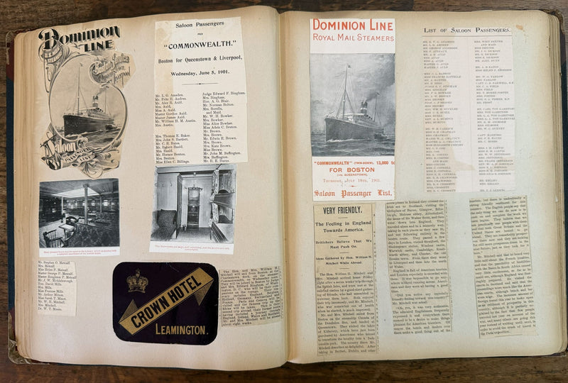 Various: pre-war - 1907 scrapbook w/ Cunard & Dominion lines ephemera