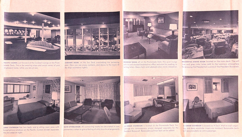 PRESIDENT ROOSEVELT: 1944 - Deck plan w/ photos from 1963