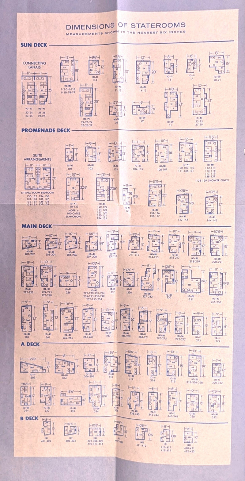 PRESIDENT ROOSEVELT: 1944 - Deck plan w/ photos from 1963